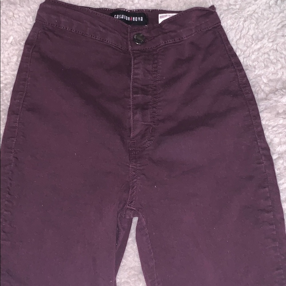 High rise purple skinny jeans